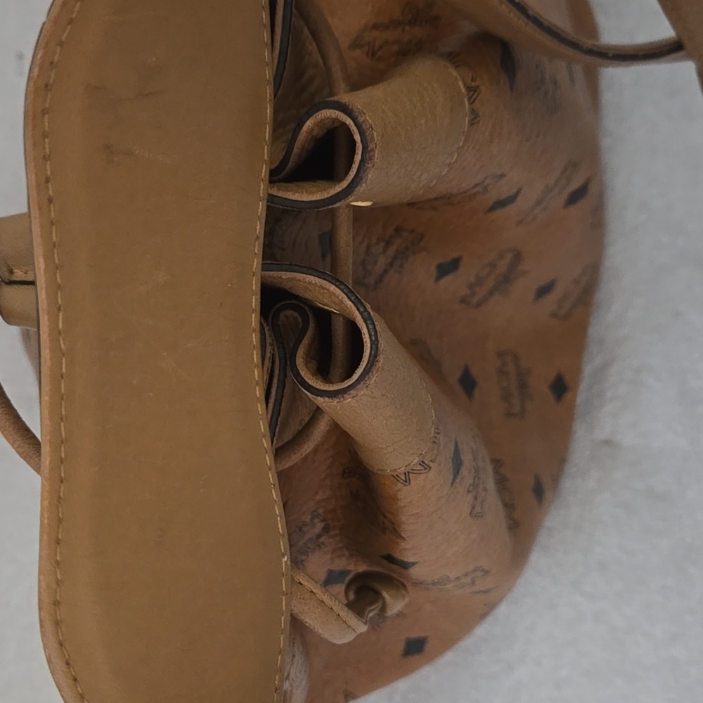 EUC MCM Tan Monogram Shoulder Bucket Bag - Picture 5 of 9